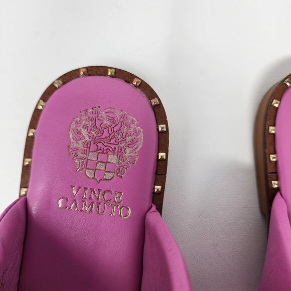 Vince Camuto Palennie Puffy Flat Slide Sandals Women 7M Pink Deep Orchid Leather - Picture 4 of 13